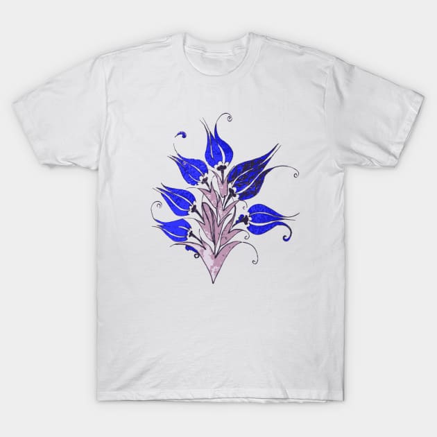 Blue Tulips In Artistic Ottoman Turkish Style T-Shirt by taiche